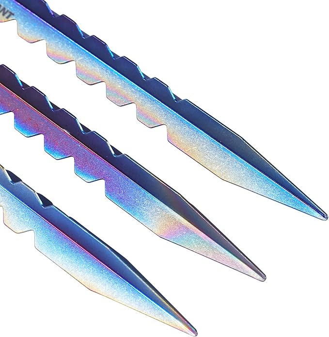 Titanium Tent Stakes, Heavy Duty Tent Spikes Ultralight Tent Pegs with Hook Canopy Stakes for Camping, Backpacking, Gardening-Medium Size-6Pcs