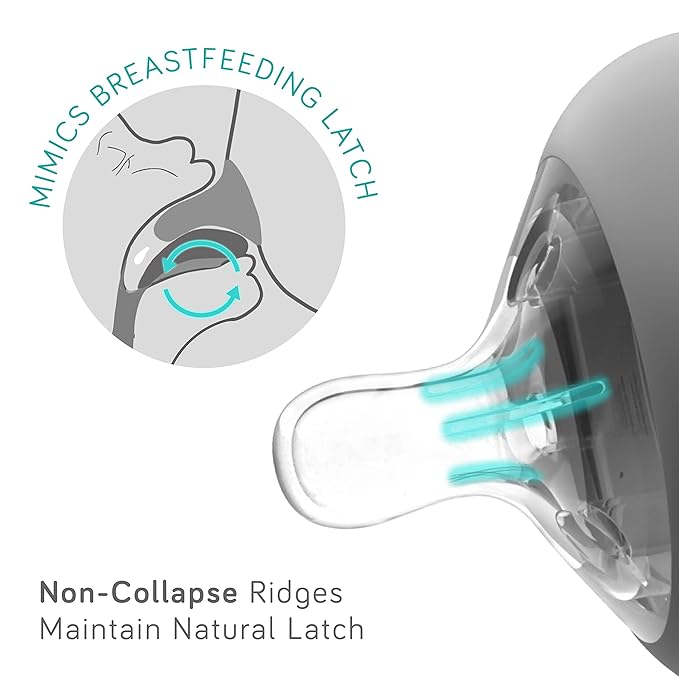 Nanobebe Flexy Silicone Baby Bottle, Anti-Colic, Natural Feel, Non-Collapsing Nipple, Non-Tip Stable Base, Easy to Clean, 3-Pack, Pink, 9oz