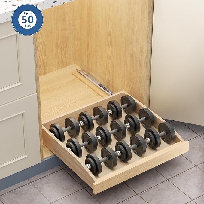 LOVMOR Single Pull Out Cabinet Organizer 31½”W x 21”D, Soft Close Slide Out Drawer Storage Shelves for Kitchen, Wood Cabinet Shelf Pull-Out Organizer Storage for Base Cabinet