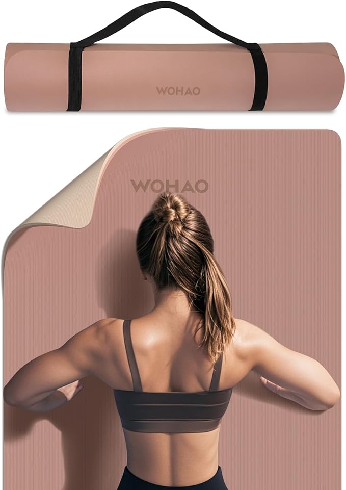 WOHAO Extra Thick 8mm Yoga Mat, 72"x28" Non Slip Exercise Mat, Reversible 2-Sided Dual Color Premium POE Material, with Ca...