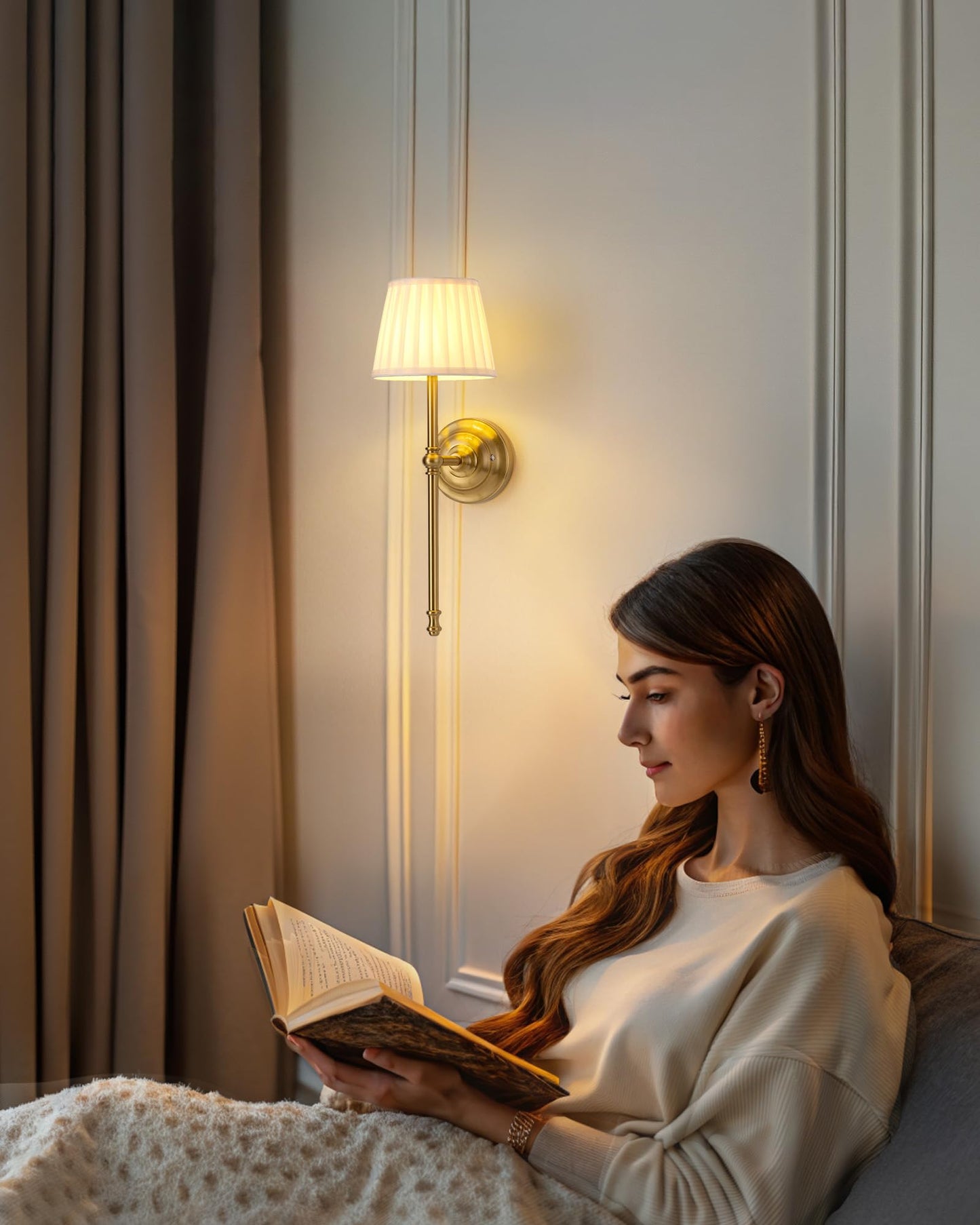 Kdg Cordless Wall Sconces Set Of 2  Small Wireless 5200Mah Rechargeable Battery Fabric Led Wall Lamps  Portables Lightings For Wall discomfort-reducingting  Living Room  Bedroom  Hallway  Gifts  Night Light (Gold)