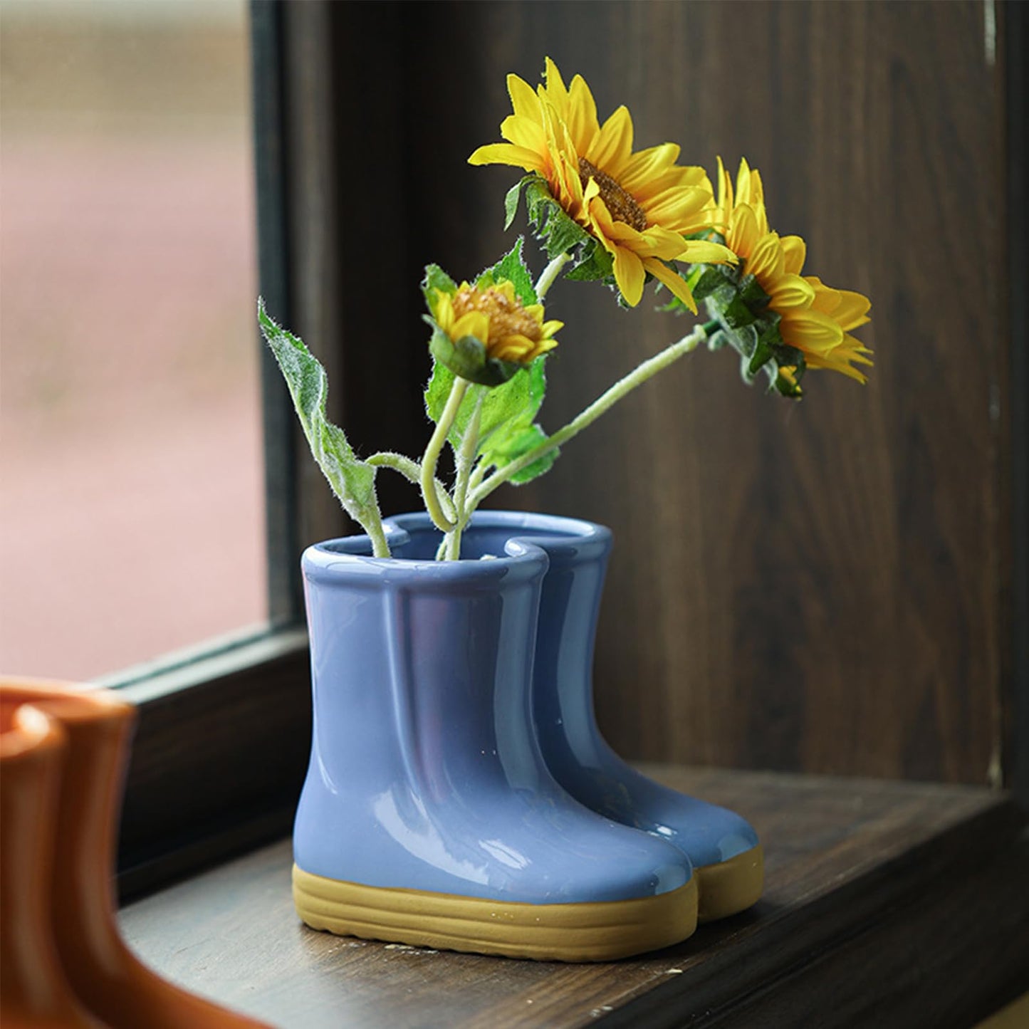 SUZEPER Ceramic Boots Vase, Creative Boots Succulent Planter,Funny Plant Pot for Indoor Outdoor Garden Home Decor(10x13x12cm(4x5x5inch), Purple)
