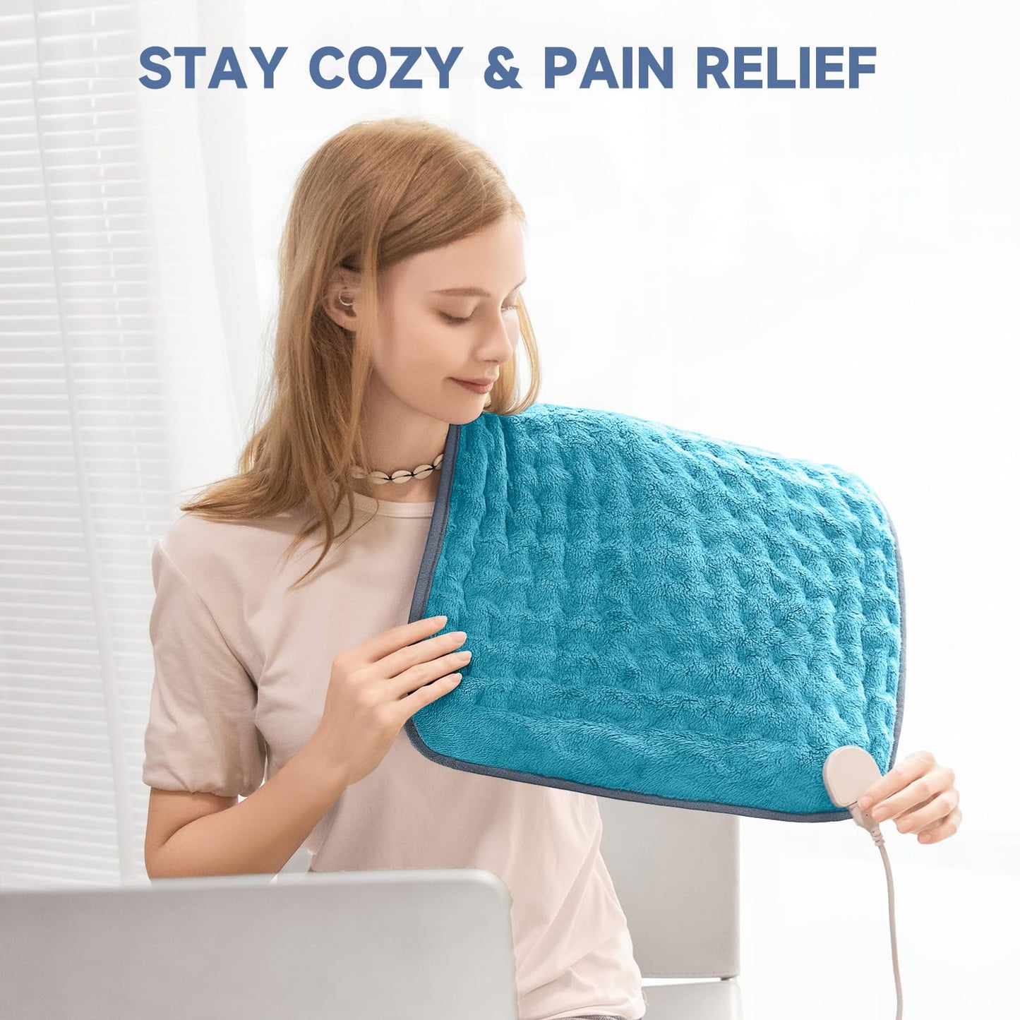 Electric Heating Pad for Seniors, 20"x24" Heat Wrap with 6 Temps, Moist Heat Option, Auto Shut-Off & Washable Cover, Great Gift for Mom, Dad, Grandma, Grandpa