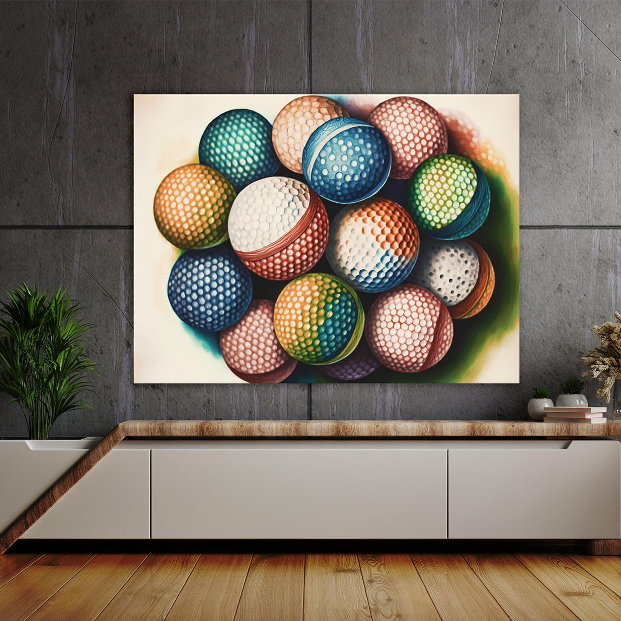 Sense Canvas Golf Ball Watercolor 29 Canvas Art - Home Decor Wall Art Print Poster Painting Medium 24x18 / 1.5"