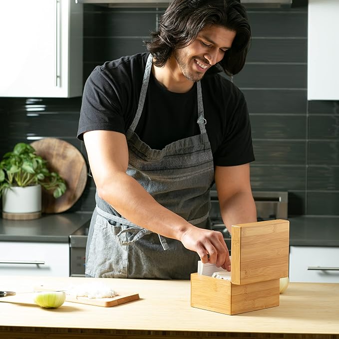 RSVP International Bamboo Collection Reusable and Biodegradable, Recipe Box, 7x5.6x4.5