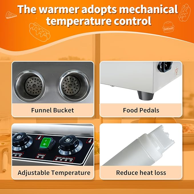 KOOTEN Cheese Warmer Electric Sauce Bottle Warmer Hot Chocolate Warmer and Dispenser 0.68x2 Qt Commercial Hot Fudge Warmer 86-185℉Sauce Warmer Dispenser,Double Bottles Nacho Cheese Warmer