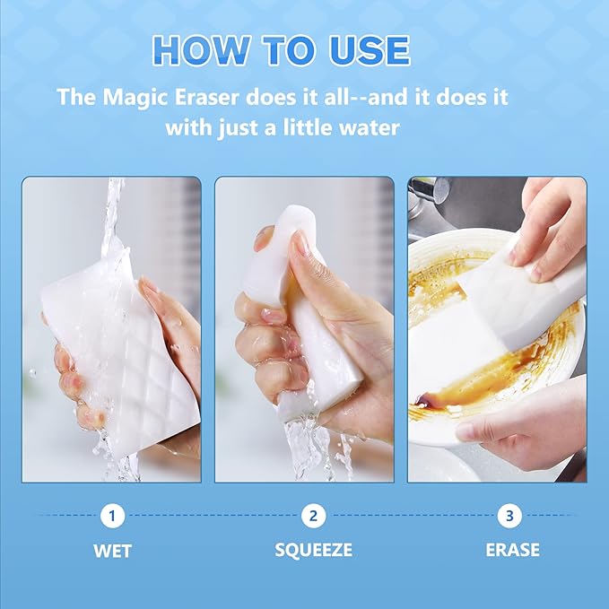 Squish Magic Eraser Sponge, 18 Pack Cleaning Pads for Walls, Oven, Kitchen, and Shoe Cleaner With Melamine Foam, Universal Cleaner