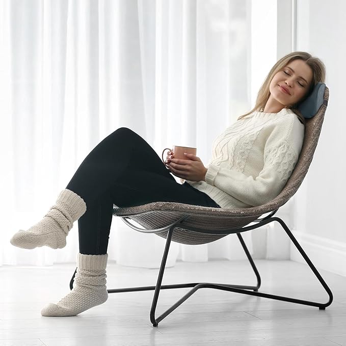 HOMBYS Cervial Recliner Neck Pillow for Pain Relief, Foam Headrest Pillow with Strap for Securing, Extra Large & Non-Slip Neck Pillow for Recliner, Sofa, Office Chair, Car, Dark Grey
