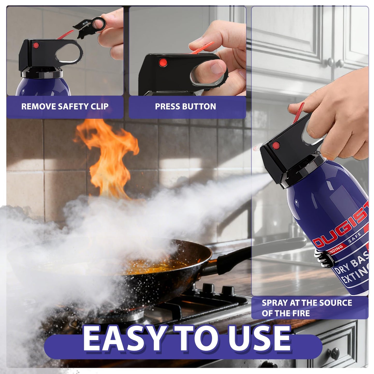 Fire Extinguisher for Home & Vehicle - Compact Fire Extinguisher | Grease & Electrical Fire Extinguisher for Kitchen, Car, Office,Portable (6-Pack, 1.32lb Each)