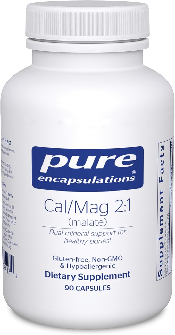 Pure Encapsulations Cal/Mag (Malate) 2:1 - Calcium & Magnesium (Malate) - Bone Health Supplement* - Optimal Absorption - Vegan & Gluten Free - 90 Capsules