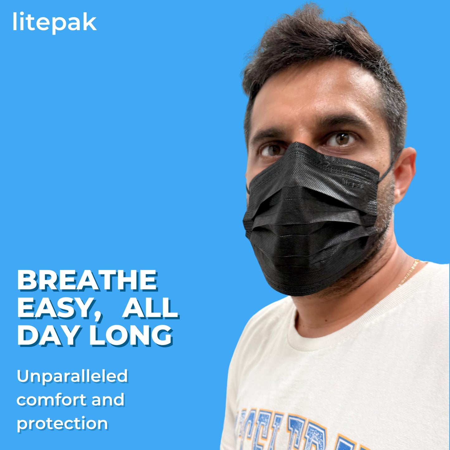 100pcs Premium Individually Wrapped Disposable Face Mask Black Premium Comfort Earloops Nose Wire(Black)