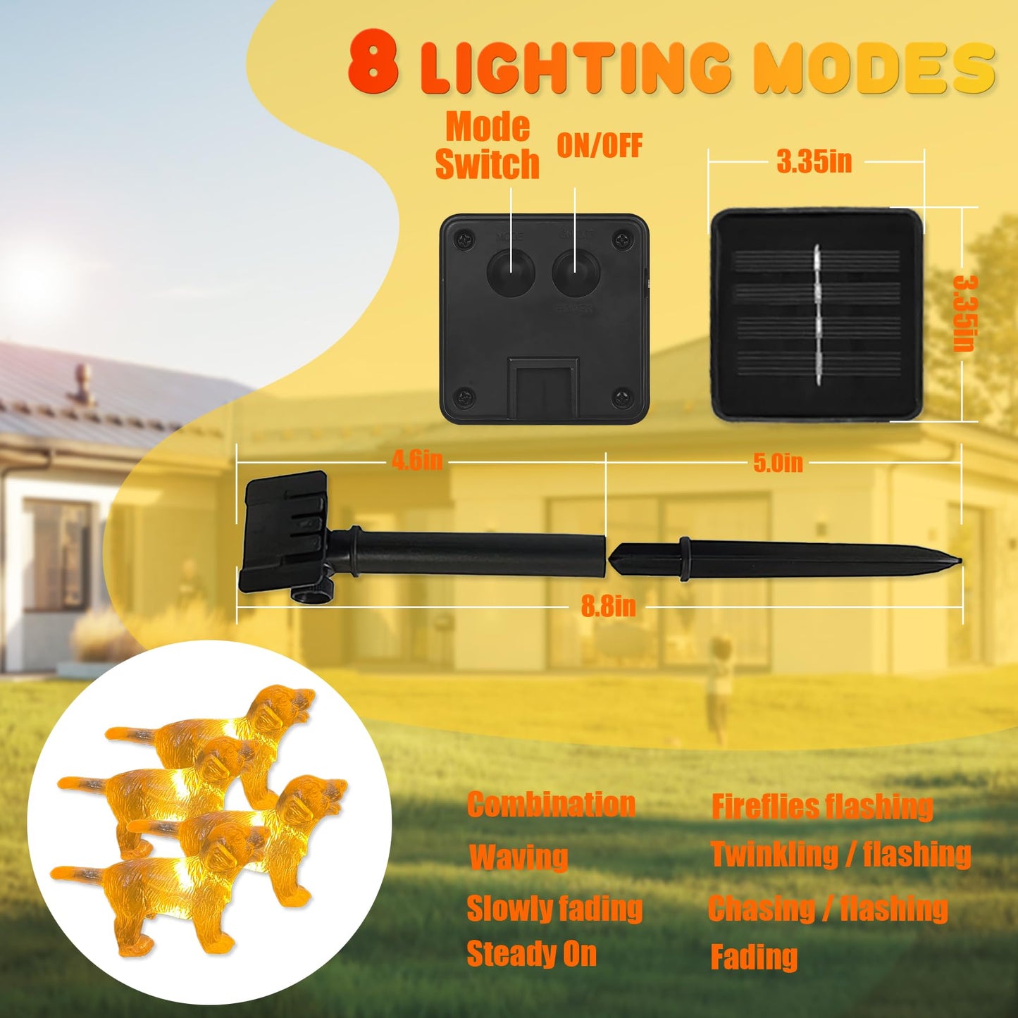 Enlaceray Solar String Lights Labrador Outdoor Waterproof Decorative Light Dog Fairy Solar Light For Outside Garden D?Cor Balcony Patio Thanksgiving Christmas Fairy Lights 40Led 14Ft