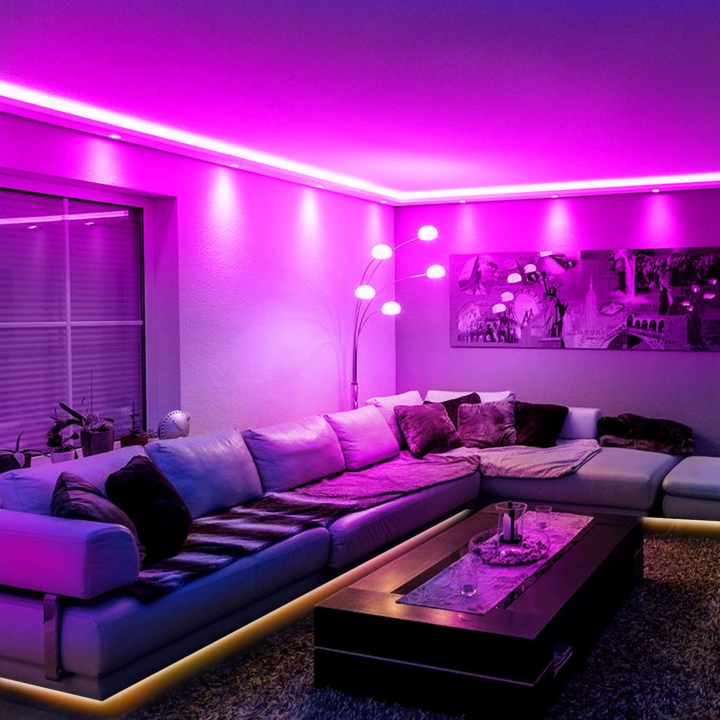 Phopollo Led Strip Lights 50Ft, Multicolor 5050 With Ir Remote & 12V Power Supply - Model Ph49Rgb53Wus