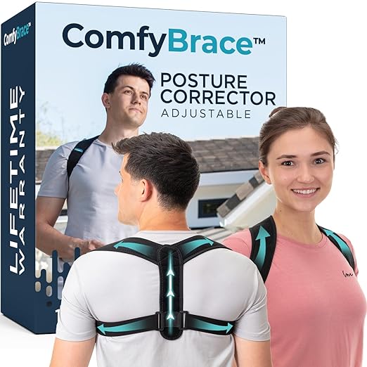 ComfyBrace Posture Corrector-Back Brace for Men and Women- Fully Adjustable Straightener for Mid, Upper Spine Support- Nec...