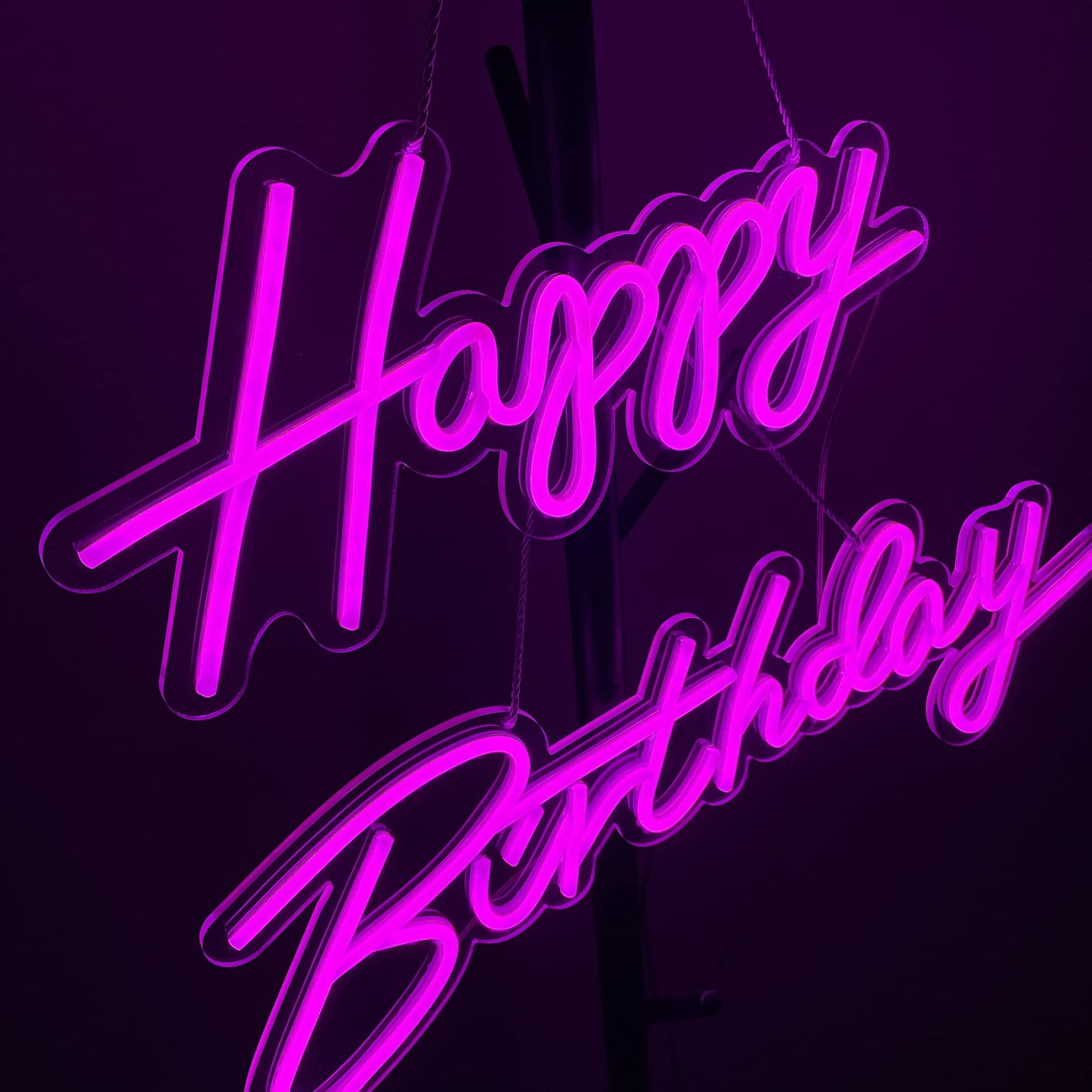 ASIUXIRS Neon Sign - Happy Birthday Wall Art - 37x8 Inch - Pink - Acrylic