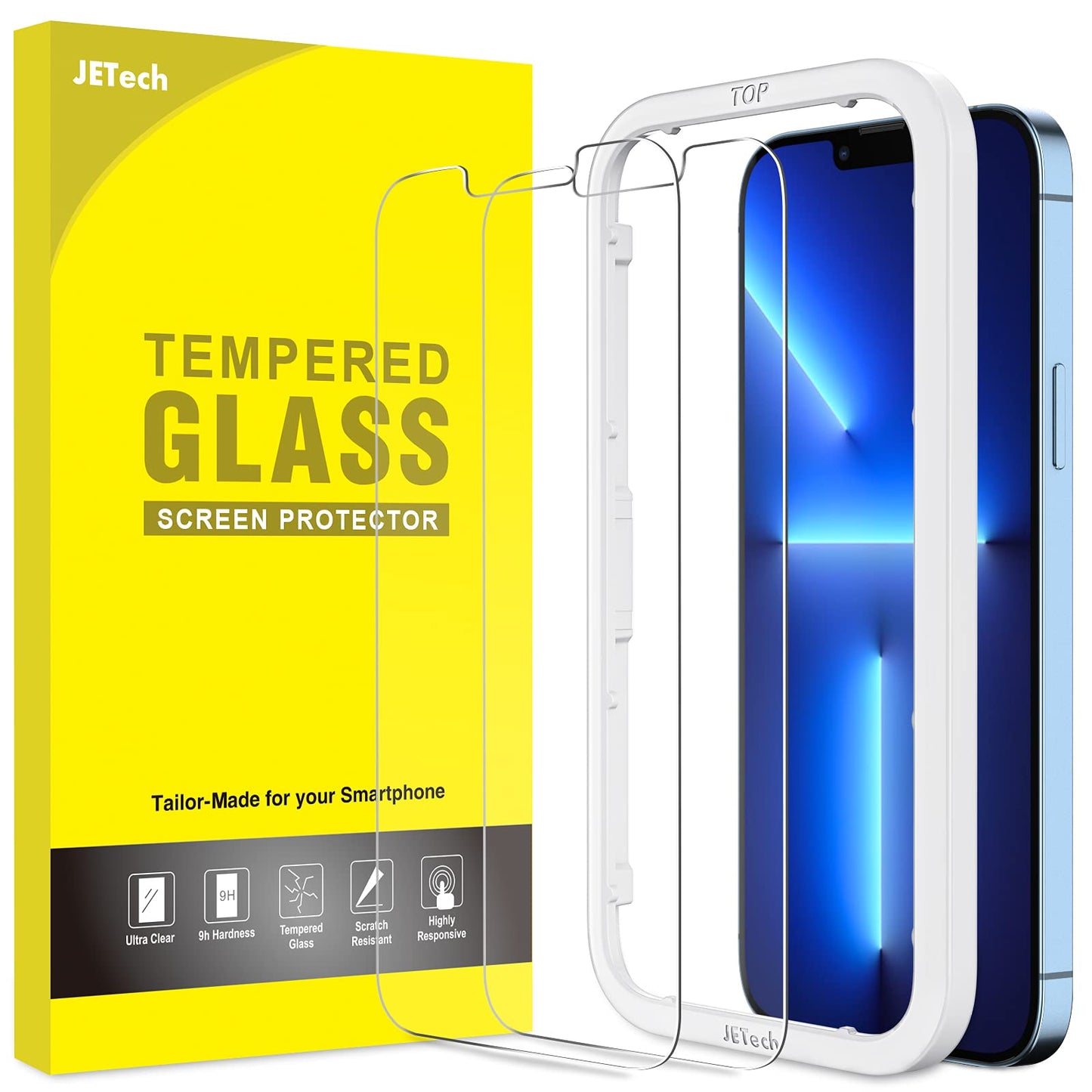 Jetech Screen Protector For Iphone 13 Pro Max 6.7-Inch, Tempered Glass Film With Easy-Installation Tool, Case-Friendly, Hd Clear