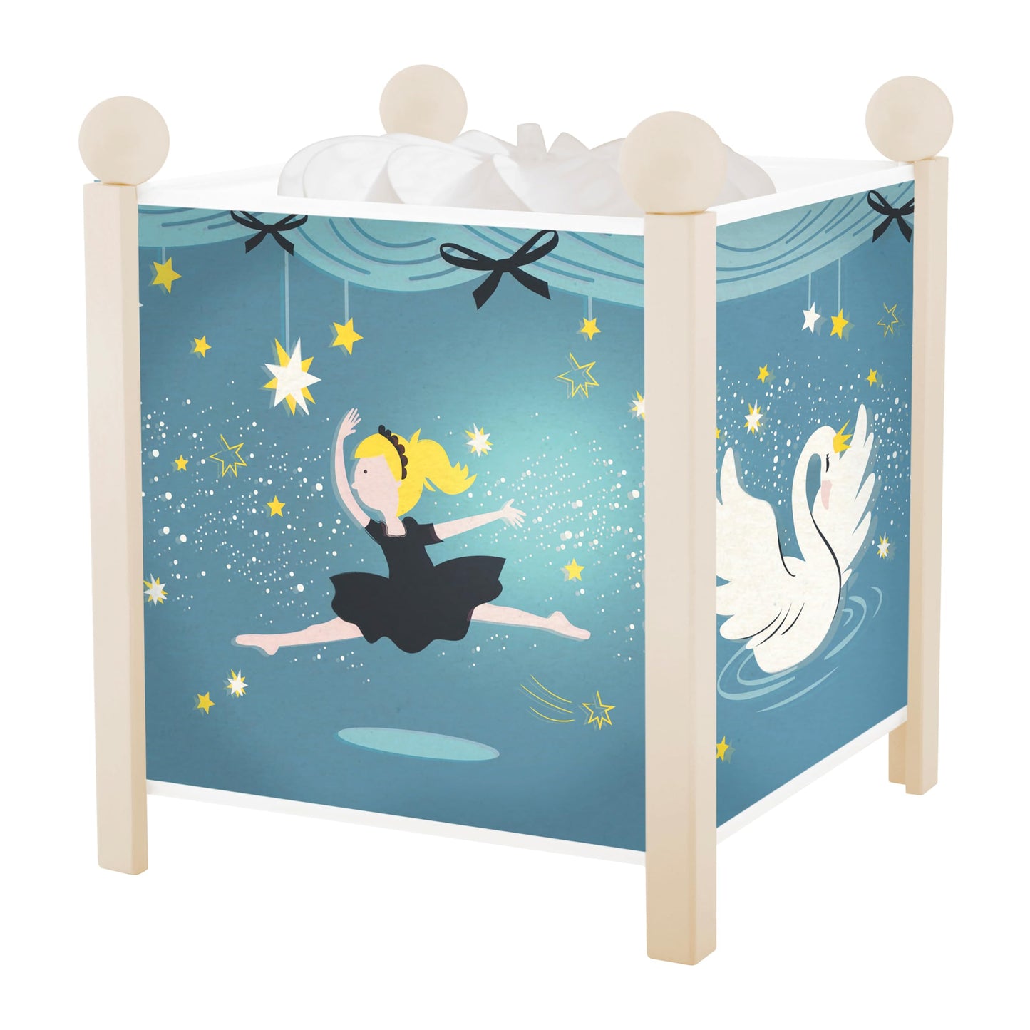 Trousselier - Ballerinas - Night Light - Magic Lantern - Ideal Gift for Children - Cartoon - Reassuring Light - White Wood Colou