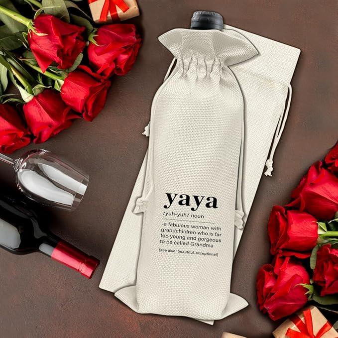 Grandma Gifts Wine Bag Yaya Gifts for Grandma Birthday Mother's Day Yaya Definition Wine Gift Bag
