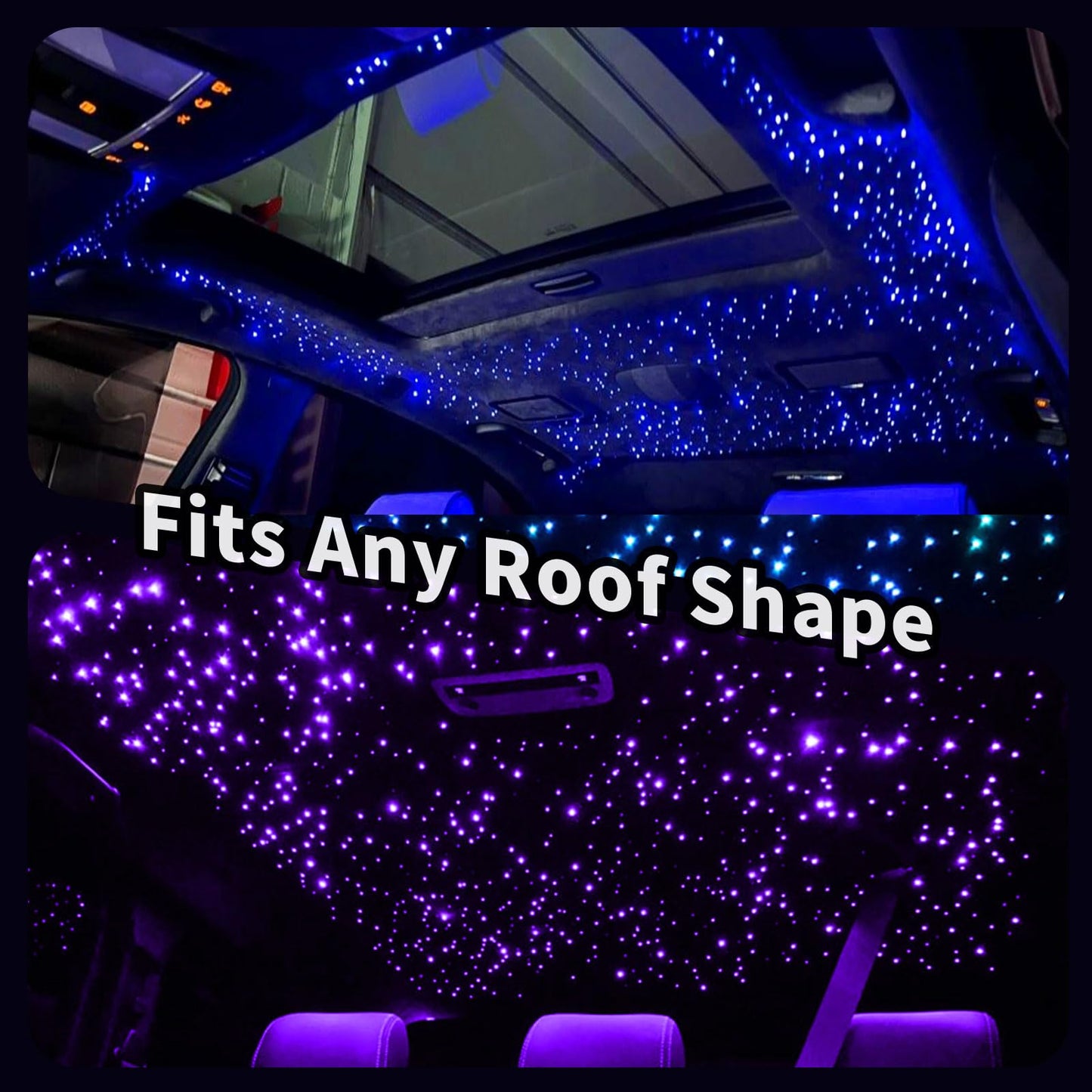 VASTFIRE Starlight Headliner Kit - 300pcs Fiber Optic Star Lights, 16W RGBW, Twinkle & Music Sync, Silver, Model: Starlight Kit