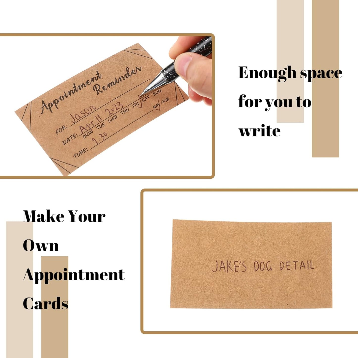 Seajan 1000 Pcs Appointment Cards Bulk Appointment Reminder Cards for Client Business, Hair Salon, Dental Office, Massage Therapist, Grooming, Hairdresser, Medical Doctors and More (Brown)
