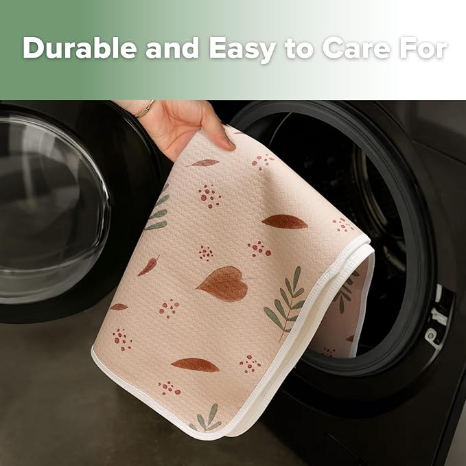 haakaa Waterproof Changing Pad Liners, 100% Cotton, Soft & Breathable (1pc, 19.5" x 27.5" Love Leaves)