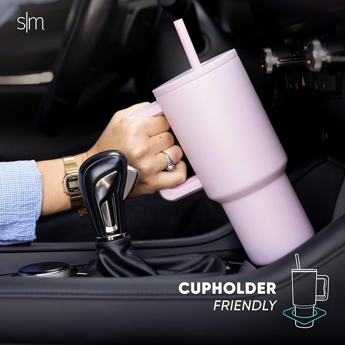 Simple Modern 30 oz Tumbler with Handle and Straw Lid | Insulated Cup Reusable Stainless Steel Water Bottle Travel Mug Cupholder Friendly | Gifts for Women Men Him Her | Trek Collection | Ember Red