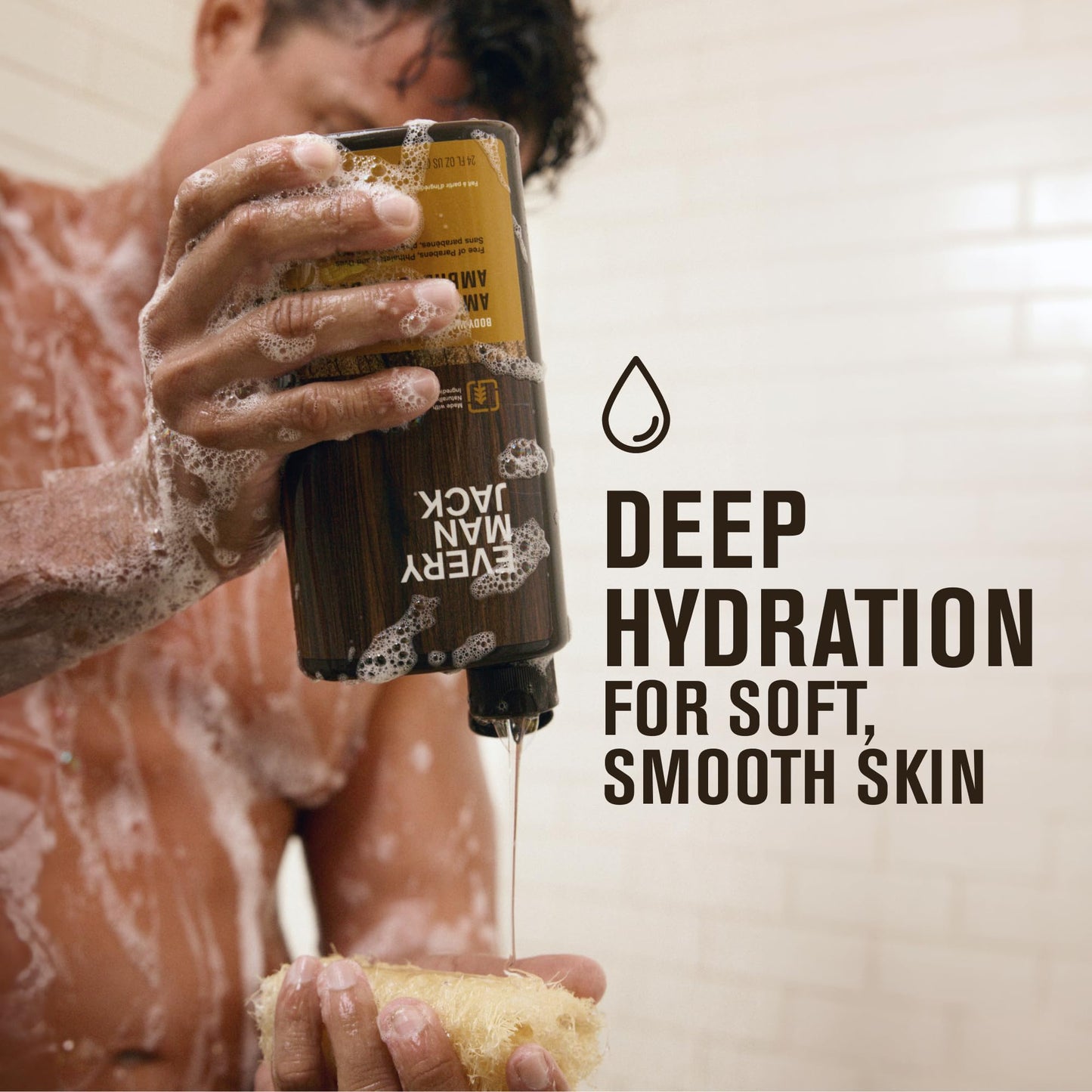 Every Man Jack Nourishing Amber + Sandalwood Mens Body Wash for All Skin Types - Cleanse, Nourish, and Hydrate Skin with Natural