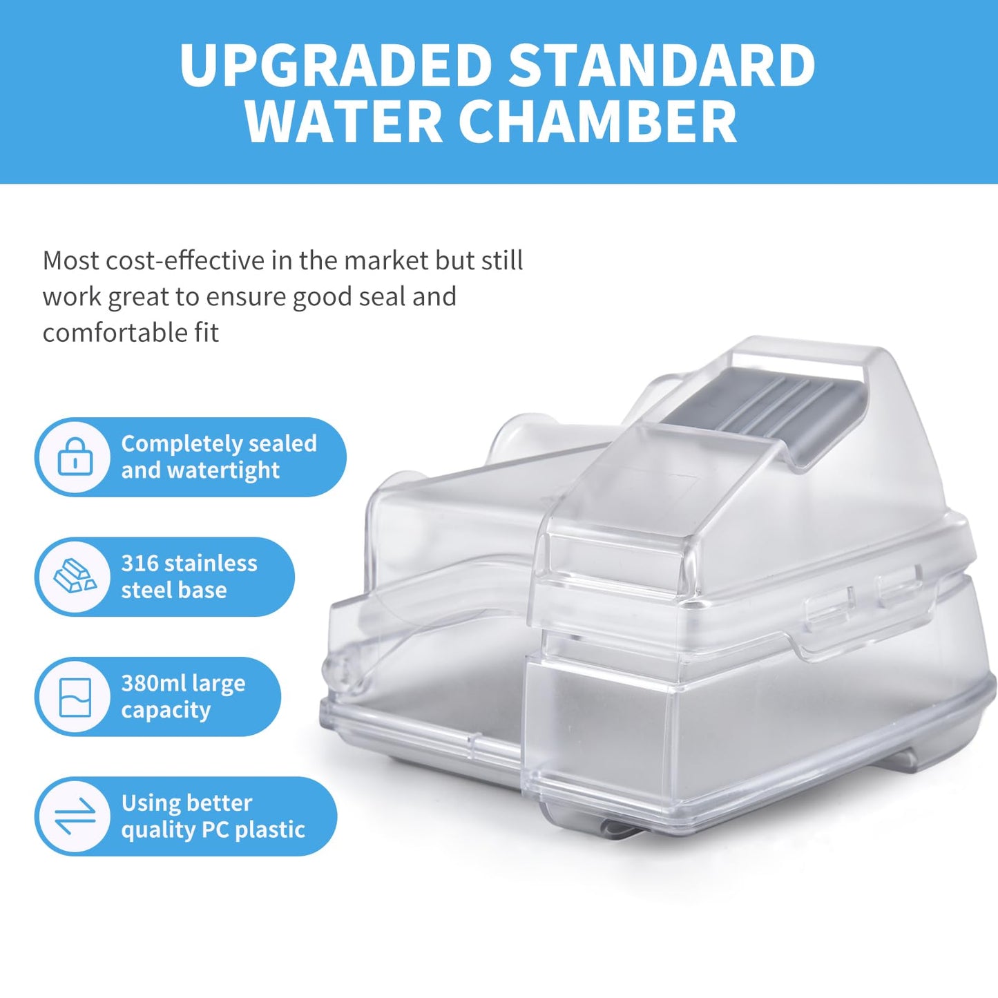 Replacement Water Chamber for ResMed AirSense 10, 380ml Water Tub with 10 Packs Filters,Easy to Install and Clean, Reliable CPAP S10 Supplies