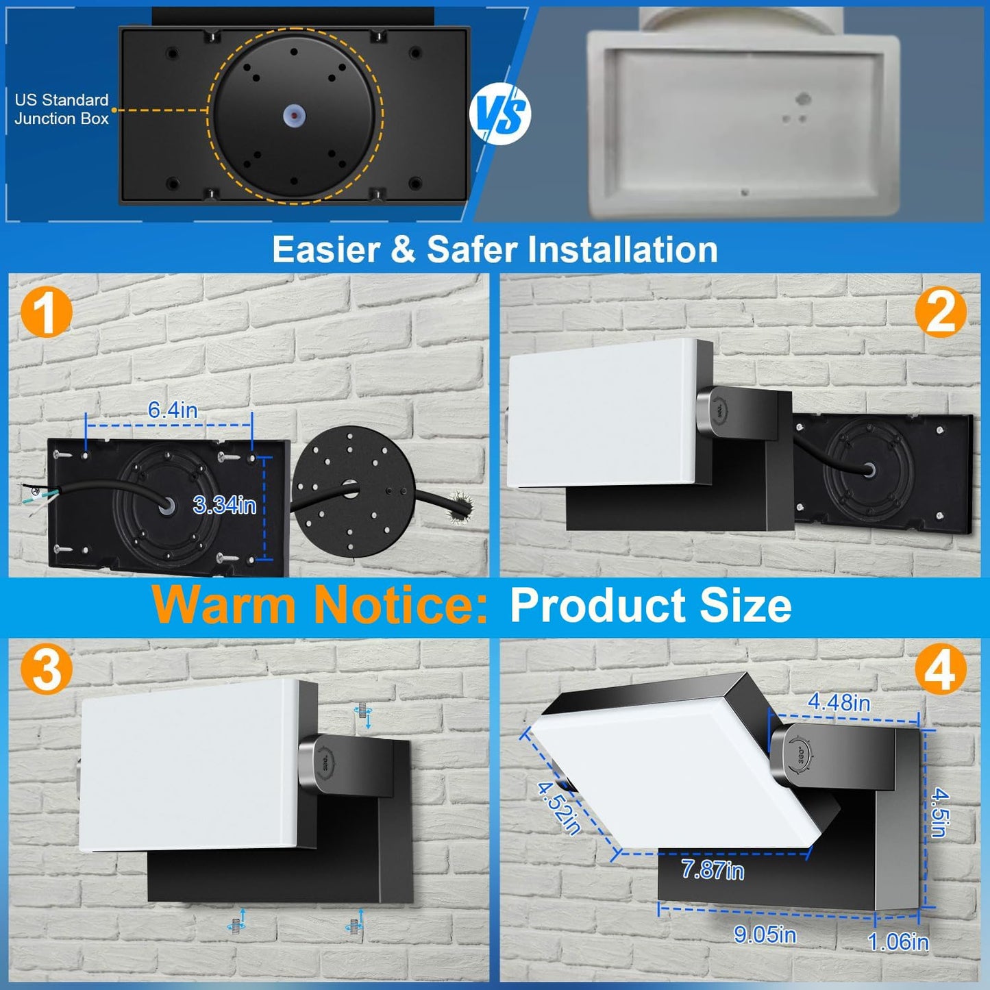 Ledmo 60W Led Flood Light - 360° Rotatable, Waterproof, Black, Model Led1361, Ideal For Outdoor Security & Garage Lighting