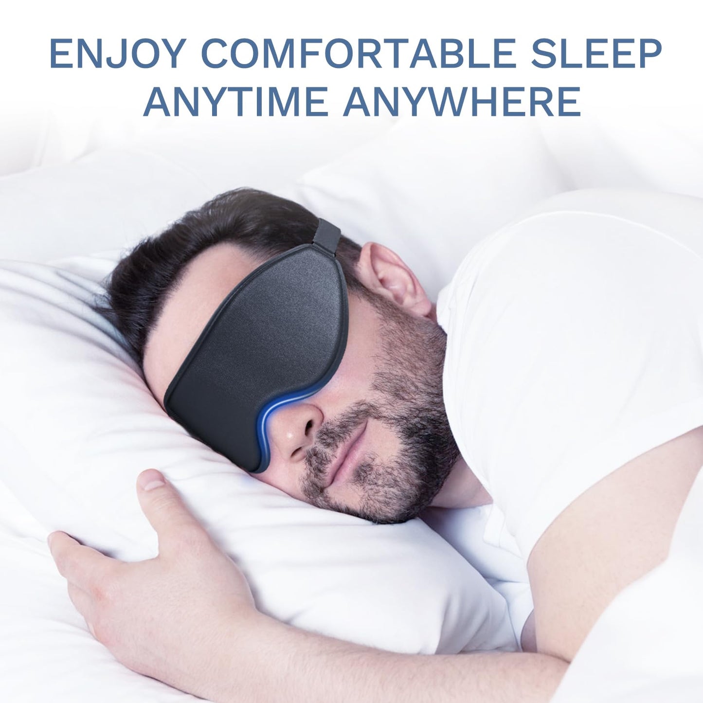 FlyCoco 99% Fully Block Out Light Eye Sleep Mask, 3D Deep Contoured Eyes Cover Zero Pressure, Long Lash Extension Eyes Mask with Adjustable Straps for Sleeping Travel Home Nap Rest Women Men (Black)