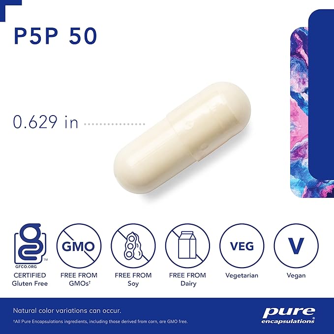 Pure Encapsulations P5P 50 - Active Vitamin B6 - Supports Energy Metabolism & Brain Health* - Gluten Free & Non-GMO - 60 Capsules