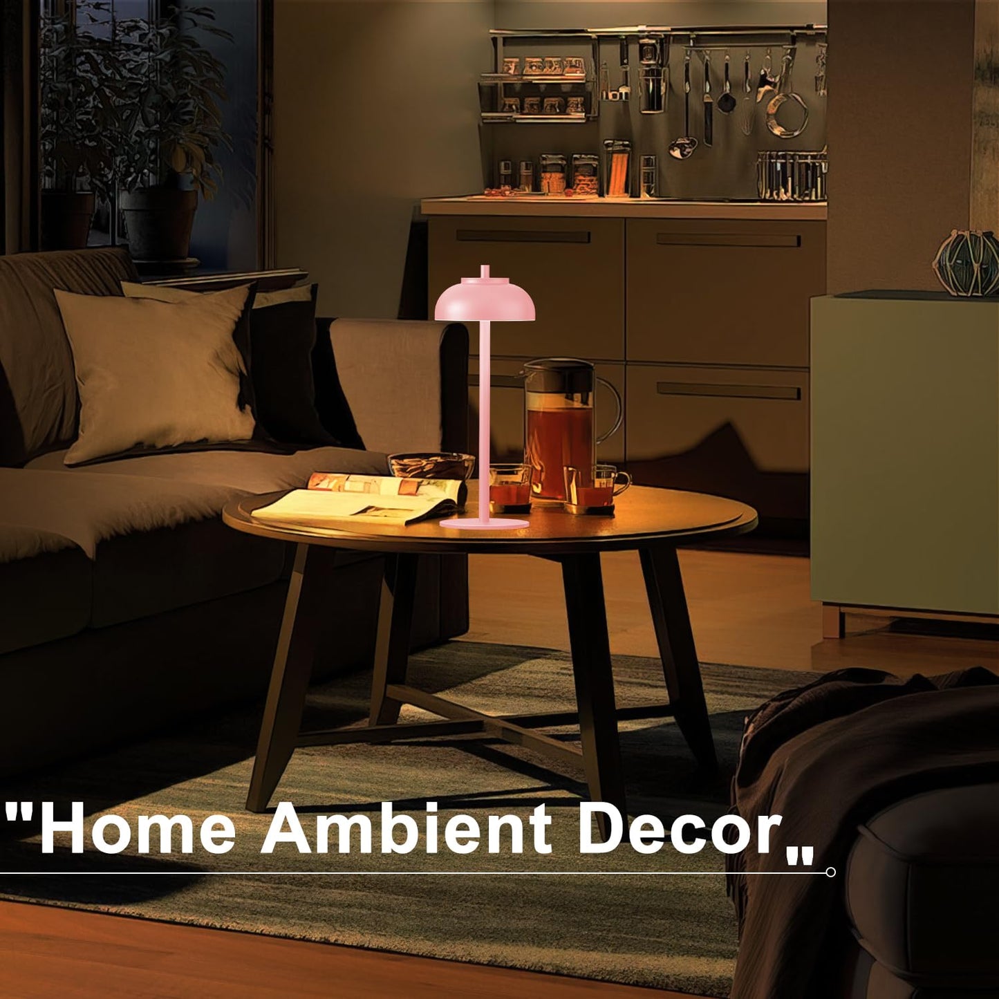 Moragin Pink Table Lamp Set of 2, Rechargeable, IP65 Waterproof, Touch Control & Dimmable, Metal, Outdoor/Indoor Lighting