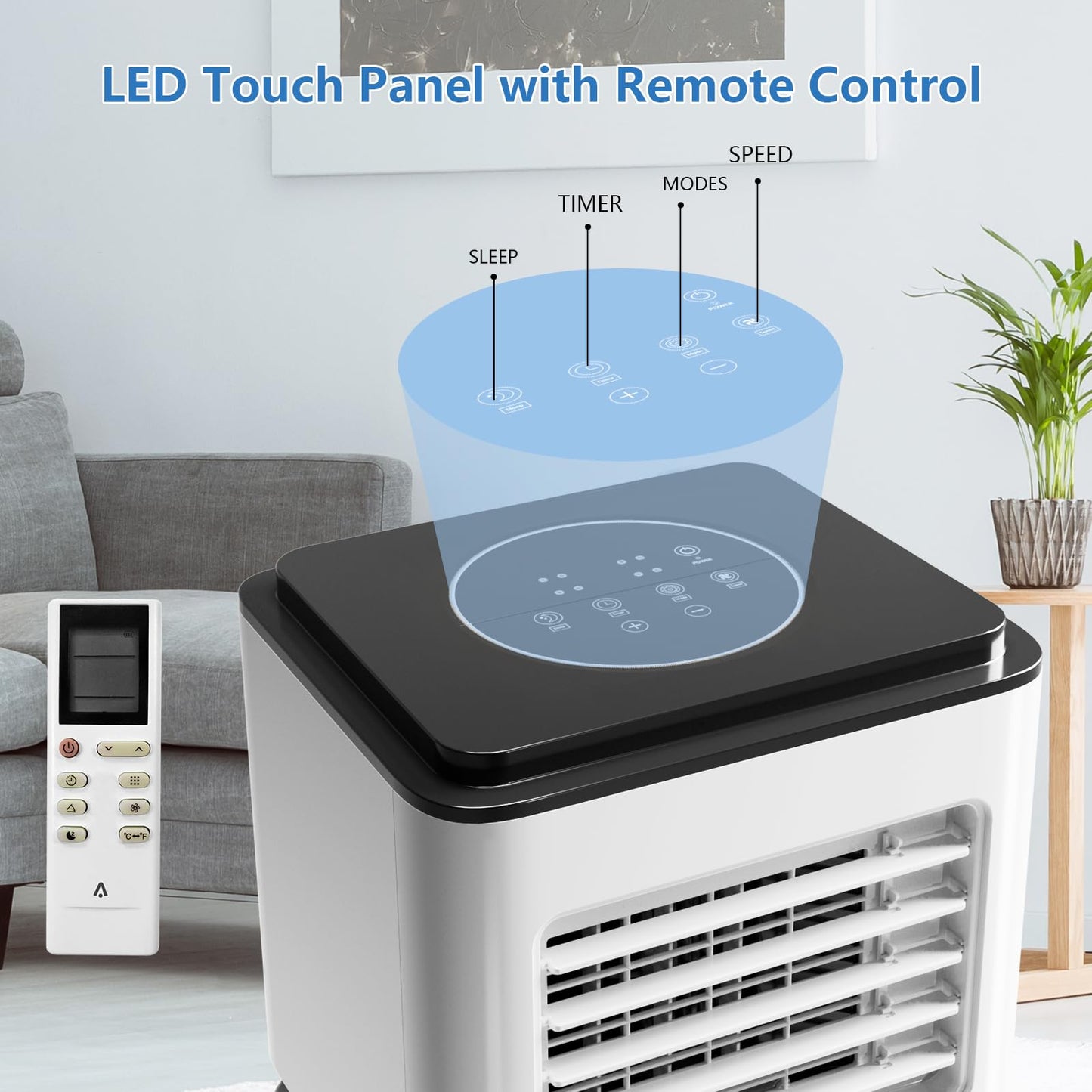 8,000 Btu Portable Air Conditioner Cools Up To 350 Sq.Ft, 3-In-1 Quiet Portable Ac Unit With Remote Control, Smart/Sleep Mode, A