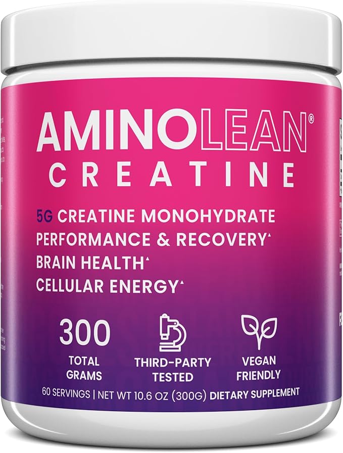 AminoLean Creatine for Women, Pure Micronized Creatine Monohydrate Powder Supplement for Muscle Toning, Mood Support, Energy Boost, and Brain Health, 300g