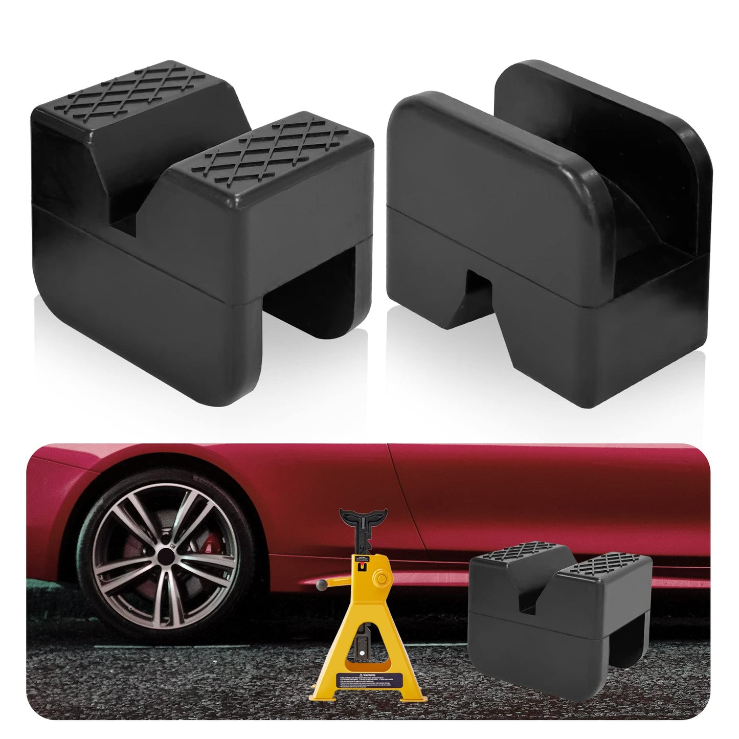 TONDA Jack Stand Pads, Universal Rubber Jack Pad Adapter, Rail Pinch welds Protector, 4 Pack