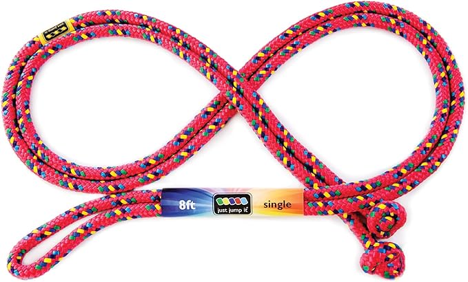 Just Jump It 8' Foot Single Jump Rope for Kids Women and Men - Active Outdoor Youth Fitness Excersing Equipment - Braided ...