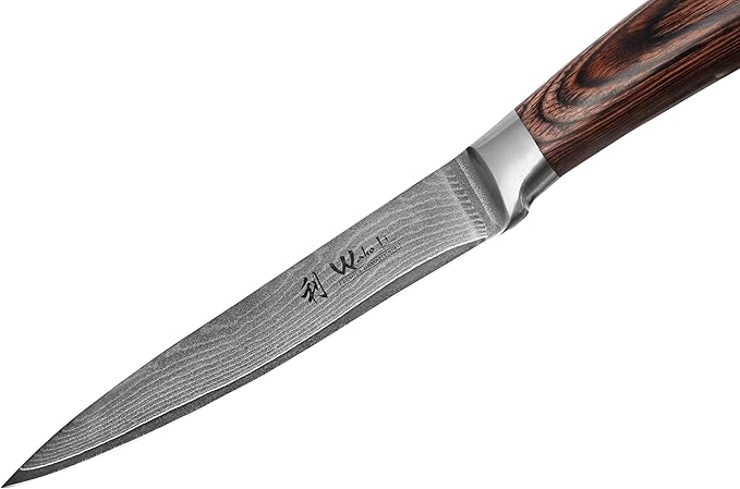 Wakoli EDIB Damascus Meat Knife – 7-Inch Japanese Style Kitchen Knife for Meat, BBQ & Roasts | Genuine 67-Layer Damascus Steel Blade with VG10 Core | Ergonomic Pakkawood Handle | Premium Knife