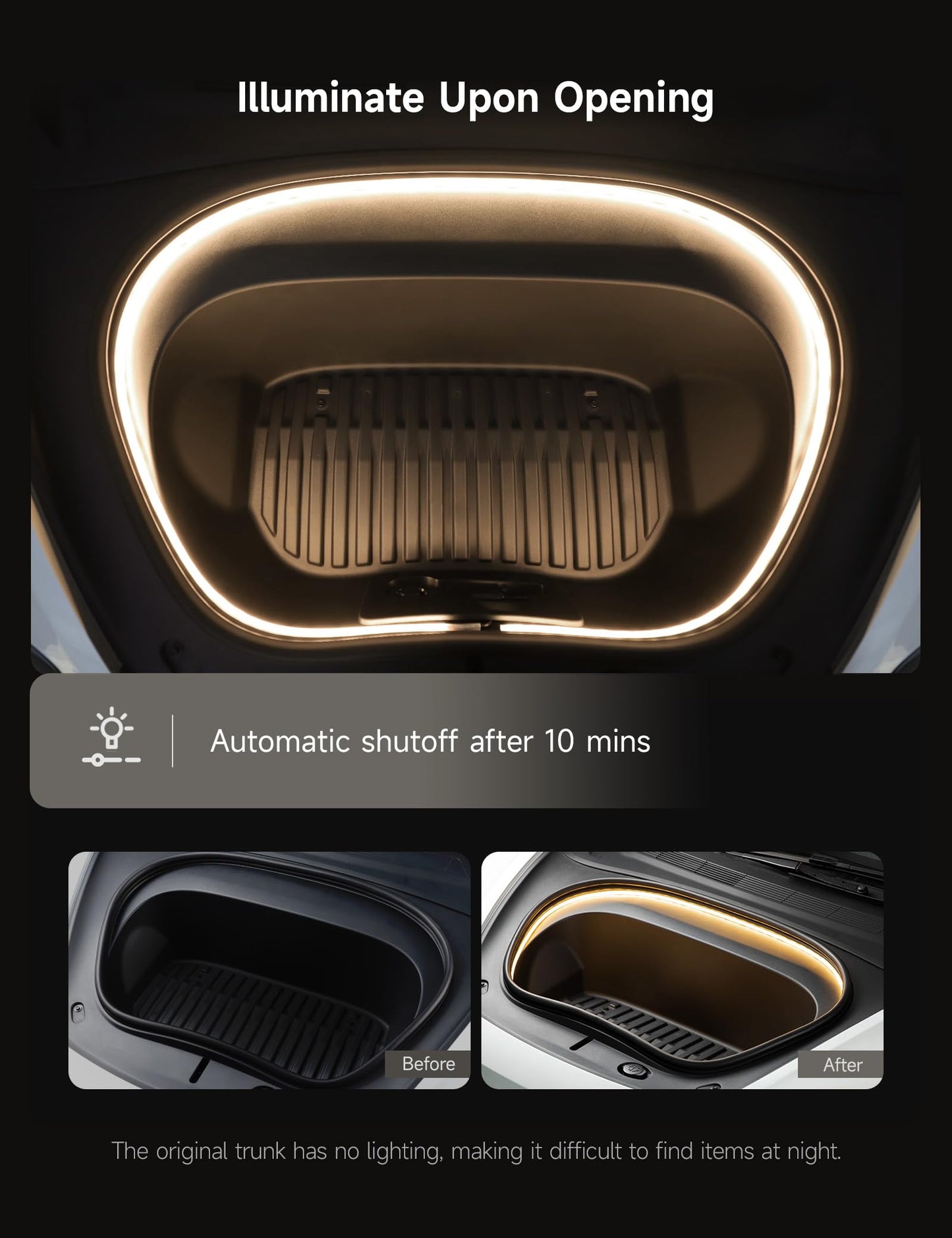 Tparts Frunk Led Strip For Tesla Model 3 Highland 2024 2025+ Flexible Silicone Waterproof Interior Lighting Bar  Easy Installation Tesla Front Trunk Accessories Ambient Lights