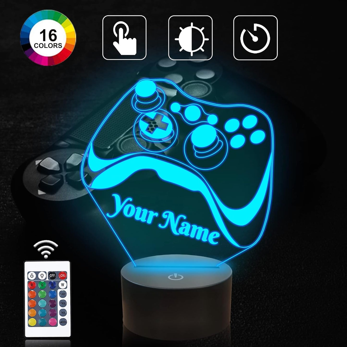 Attivolife Personalized 3D Game Theme Night Light, Table Desk Lamp Engraved Name Letter, Multicolor Custom LED Best Home Decor Birthday Christmas Gifts Toys for Boys Girls Kids