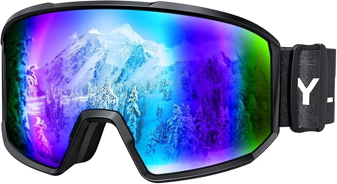 YLKJSWIM Ski Goggles for Men Women, OTG Snow Goggles, UV Protection Snowboard Goggles for Adult & Youth, Snowmobile, Sledding