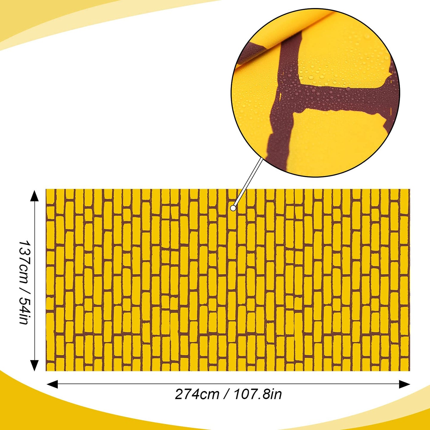 Chuangdi 1 Piece 4.5 X 9 Feet Halloween Yellow Brick Costume Wizard Backdrop Princess Decorations Decal Photo Wall Backdrop Bric