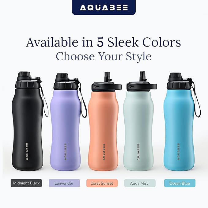 Insula Stainless Steel Water Bottle with Spout & Straw lid, BPA Free & Leakproof, Double Walled Vacuum Insulated water bottle for Sports, Bike, Travel & Hiking (Lavender, 24 Oz)