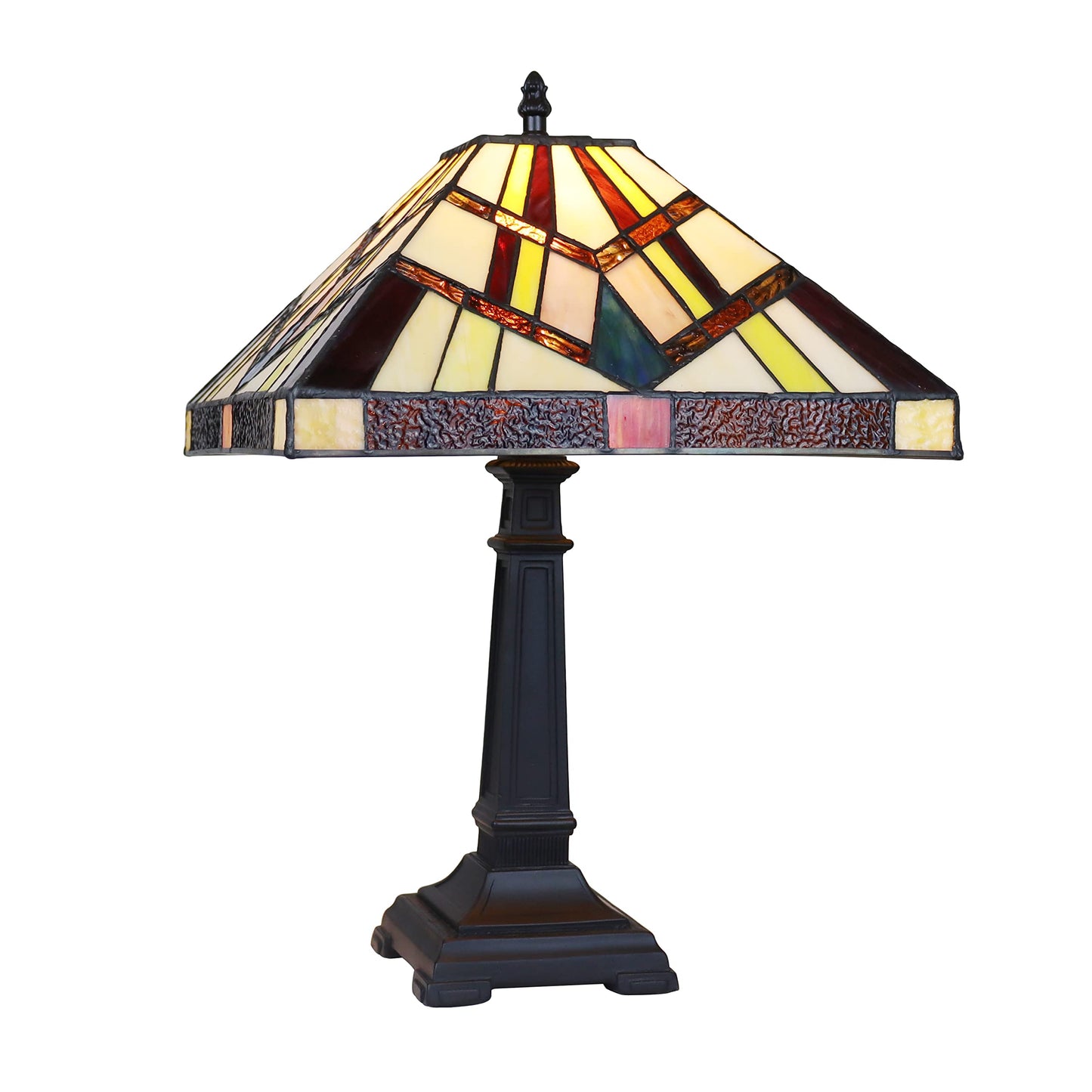 Chloe Lighting Table Lamp Vincent Mission Tiffany-Style 1 Light 12in Wide Blackish Bronze Multicolor Glass Model CH3T523BM12-TL1