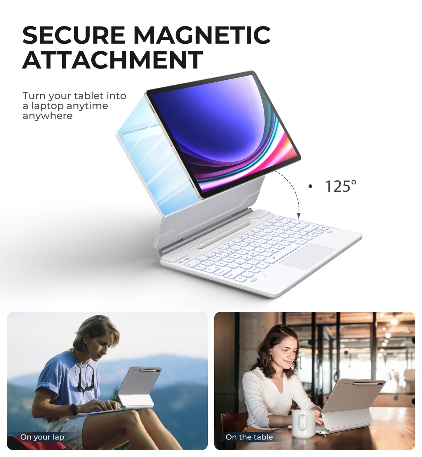 Dexnor For Samsung Galaxy Tab S10+ / S9+ / S8+ / S7+ Case With Keyboard, 12.4 Floating Cantilever Magnetic Stand, Multi-Touch