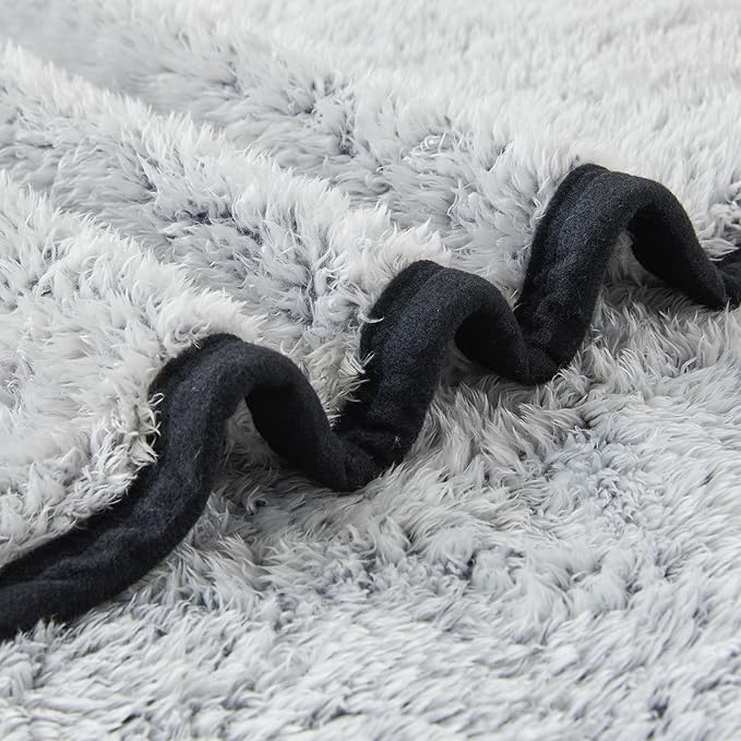 EMME Fuzzy Blanket Soft Fleece Throw Blankets for Women, Fluffy Sherpa Throws(Black,90"x90")