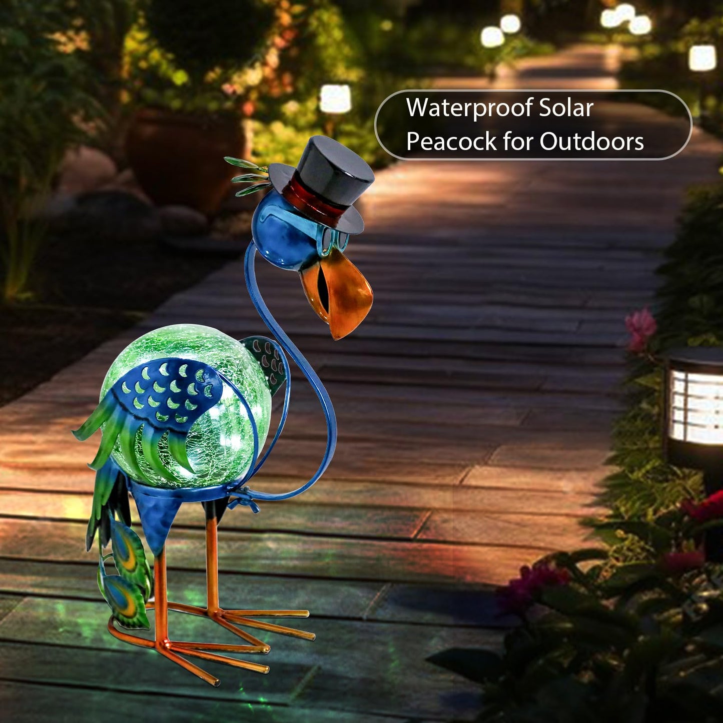 Mumtop Peacock Solar Lights Outdoor  Solar Lantern Outdoor Decorative Waterproof Led Peacock Lights Tabletop Decorations For Patio Garden Yard Outside Decor  Peacock