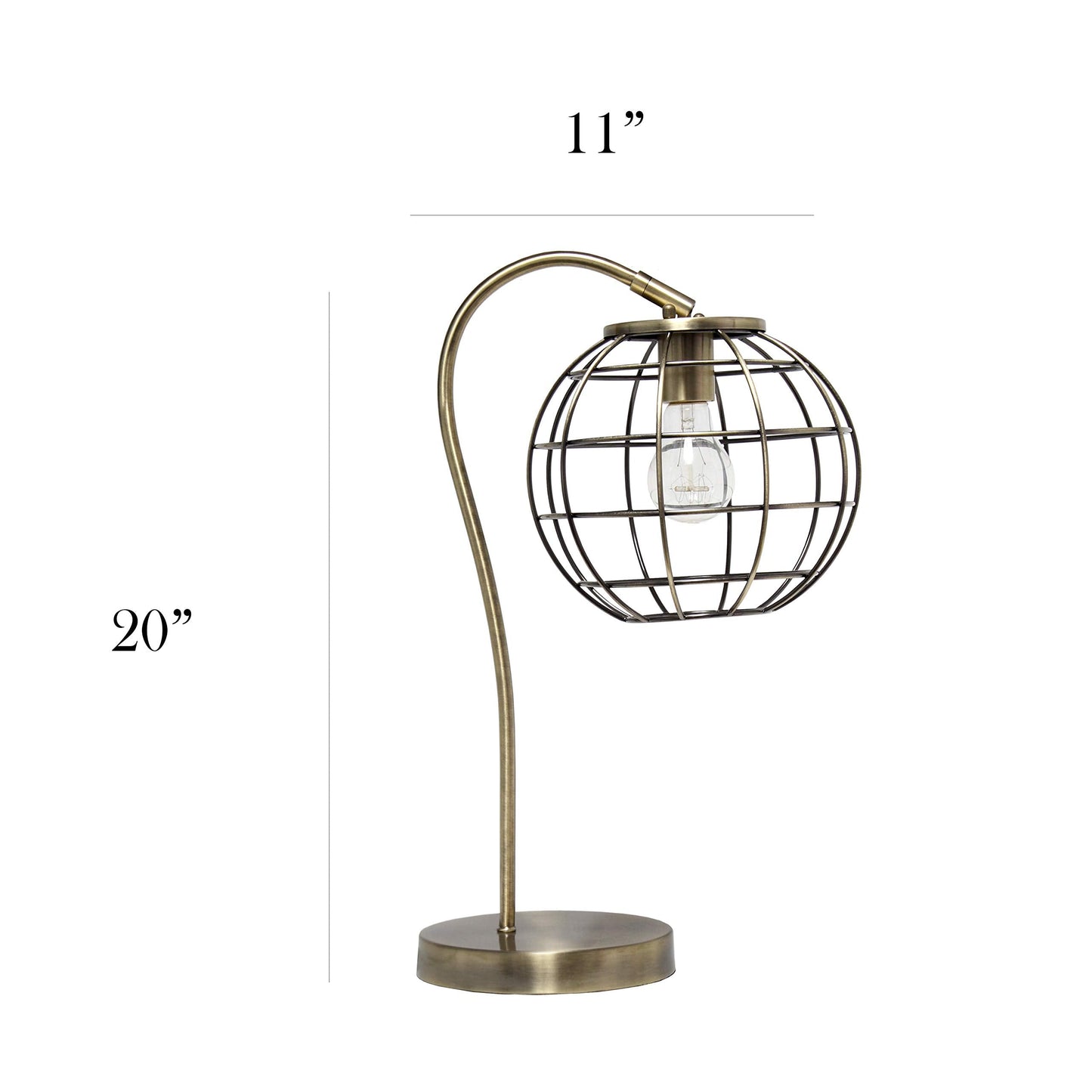 Elegant Designs LT2068-ABS Metal Desk Table Lamp, Antique Brass Finish