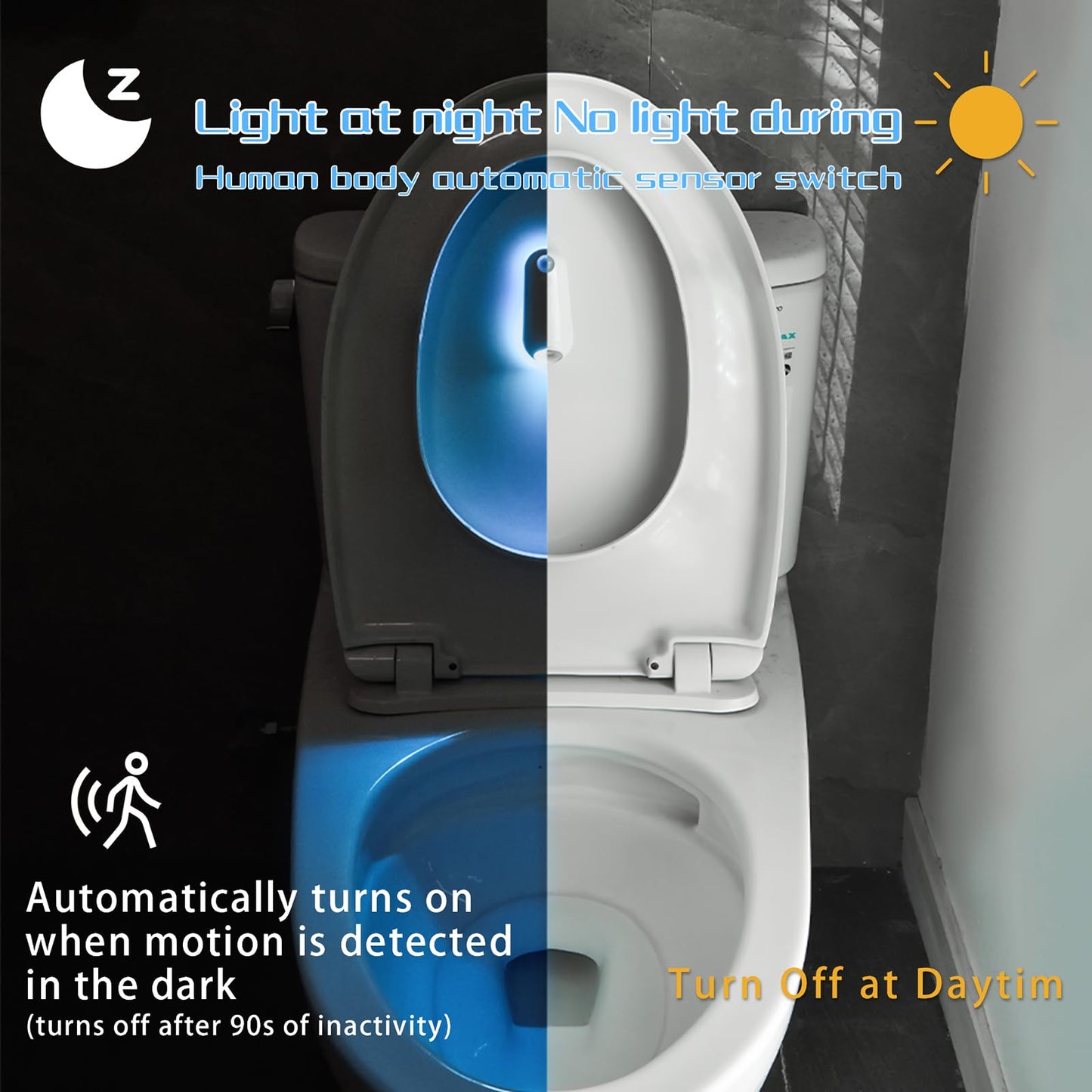 Toilet Light Motion Sensor  8 Colors Changing Rechargable Led Night Light With Star Projection Light  Toilet Bowl Night Light For Bathroom  Funny Gift For Family And Friends (2 Pcs)