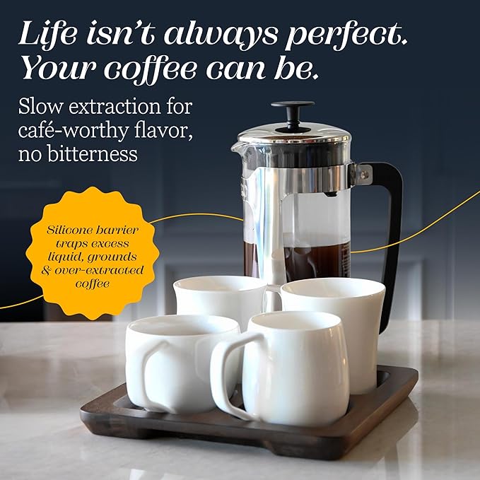 ESPRO P5 French Press Coffee Maker – Patented Double Micro-Filter for Grit Free Brew, Heat-Resistant Thicker Borosilicate Glass Coffee Press – 18 oz