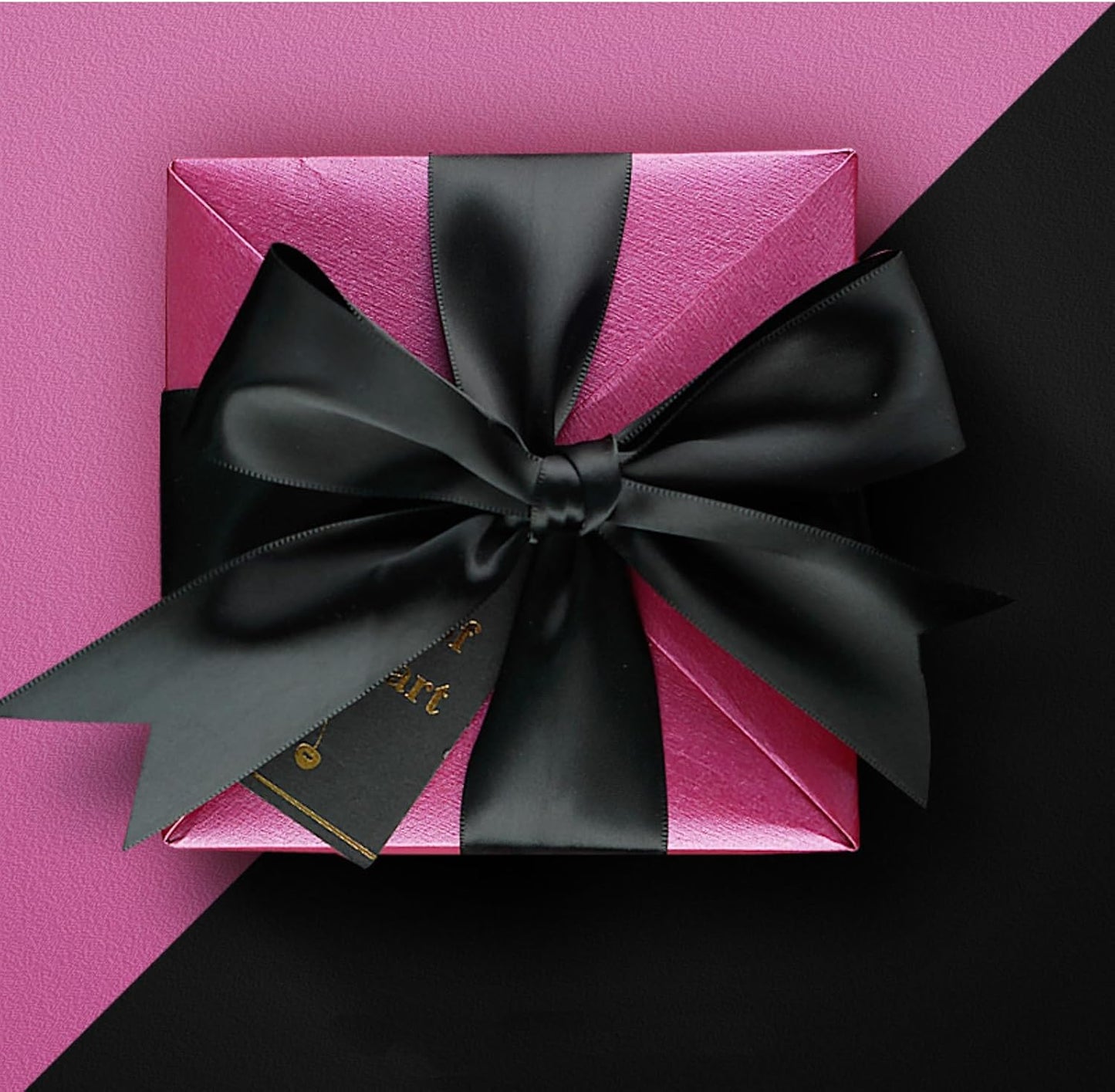 1-1/2" x 100 Yards Black Polyester Satin Ribbon Single Faced Fabric Ribbons for Eternal Roses, Flower Bouquets, Gift Wrapping, Crafts, Bridal Shower, Wedding Decor